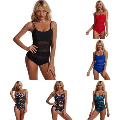 2021 new mesh stitching sexy slim backless sexy one-piece bikini swimsuit women