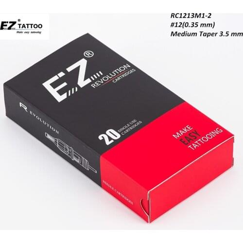 RC1213M1C-2 EZ Revolution Cartridge Needles # 12(0.35 mm ) Curved Magnum M-Taper Compatible Rotary Machine 20 pcs/Box