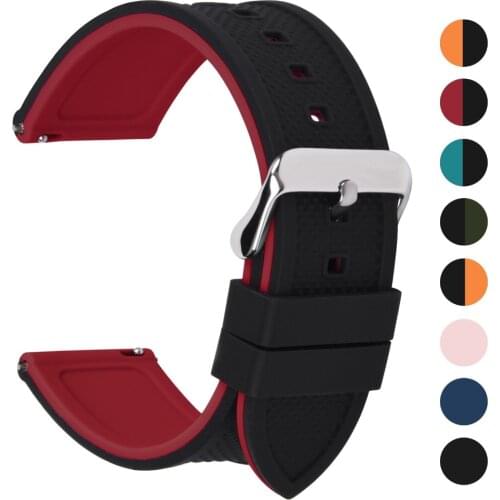 8 Colors for Quick Release Silicone Rubber Watch Band, Fullmosa Rainbow Soft Rubber Watch Strap 18mm 20mm 22mm 24mm