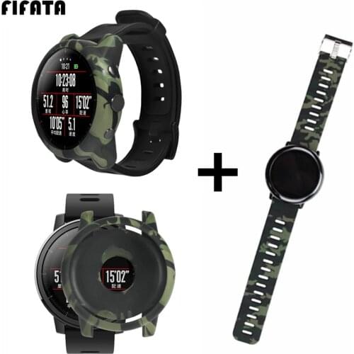 FIFATA Camouflage Silicone Case Cover For Amazfit Stratos Replacement Sport Smart Watch Band Strap For Xiaomi Huami Amazfit 2