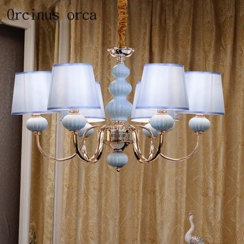 European style modern chandelier living room dining room bedroom American LED chandelier Princess Room childrens room pink lamp