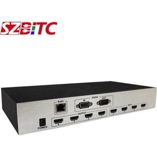 SZBITC HD Matrix 4x4 SZBITC 4K Video Switcher 4 in 4 out Video Controller EDID RJ45 RS232 Control with Remote Control
