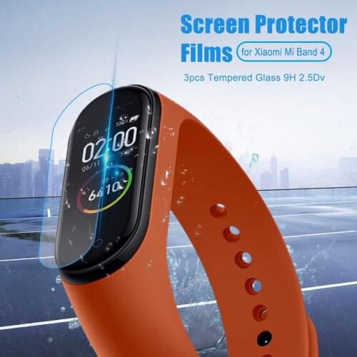3pcs Ultra-Thin Tempered Glasss Film High Impact Resistance Scratch Resistance 2.5D Screen Protector for Xiaomi Mi Band 4