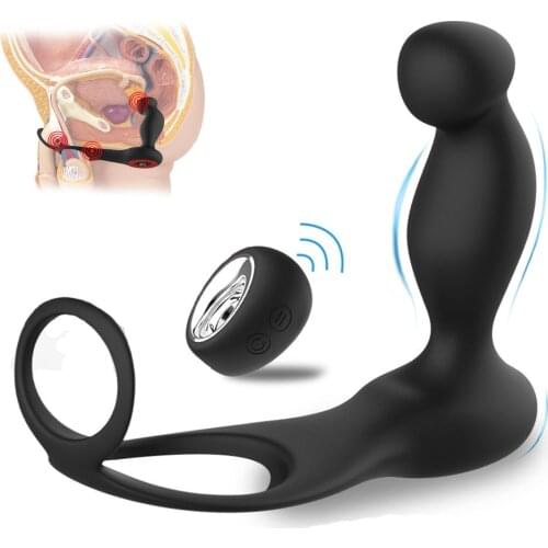 Male Vibrating Prostate Massager Vibrator For Men Sex Toys Anal Butt Plug Silicone Prostate Stimulator Delay Ejaculation Ring