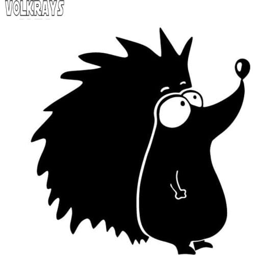 Volkrays Cartoon Car Sticker Hedgehog Pattern Accessories Reflective Waterproof Sunscreen Vinyl Decal Black/Silver,15cm*15cm