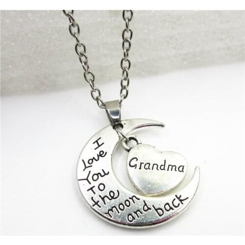 Whoselase I Love You To The Moon And Back Grandma Necklace Jewelry with 50cm chains necklace DIY jewelry Fashion Necklace Family