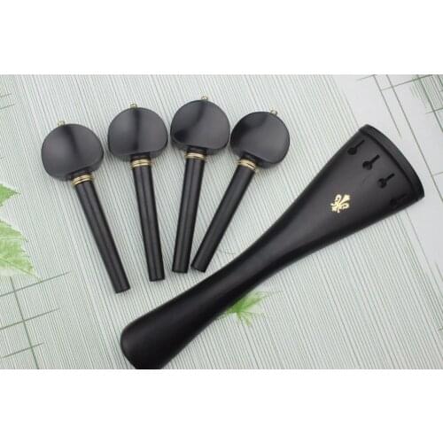 1 set 4/4 full size ebony cello parts inlaid copper tailpiece four pegs