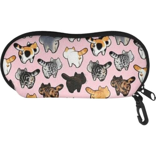 Cute Cat Printed Protable Sunglasses Protector Travel Pack Pouch Glasses Case 1Pcs Zipper Box Eyewear Accessories