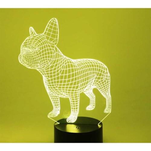 3D LED Night Light Bulldog Dog with 7 Colors Light for Home Decoration Lamp Amazing Visualization Optical Illusion Awesome