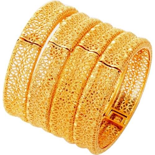 4 Pcs/Lot Ethiopian Bangle for Women African Party Jewelry Dubai Bride Wedding Luxury Bracelet Middle East Gift