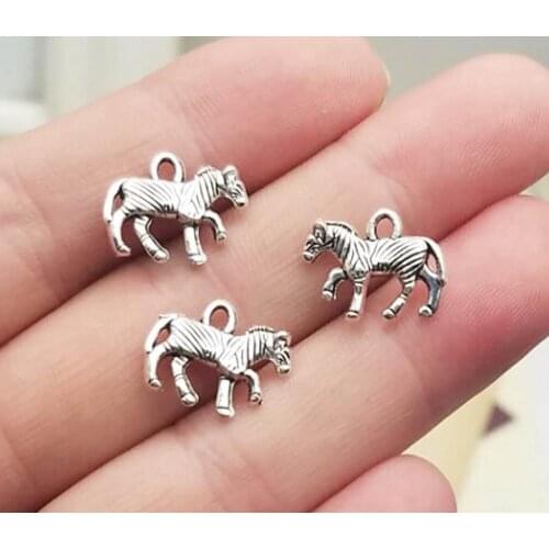 50pcs/lot--10x15mm, zebra horse,Antique silver plated Horse charms,DIY supplies,Jewelry accessories