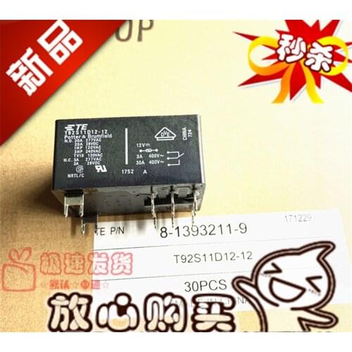 Brand New & Original T92S11D12-12 30A Relay 8-1393211-9 Normally Open-Type 12V