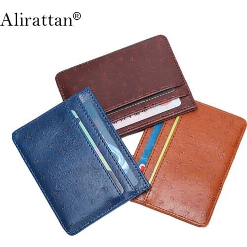 Alirattan New Ostrich Leather ID Card Holder High Quality Credit Card Wallet Free Print Name Cow Leather Pack F293