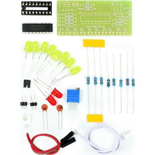 LM3915 DC 9V-12V 10 LED Sound Audio Spectrum Analyzer Level Indicator Kit DIY Electoronics Soldering Practice Set laboratory