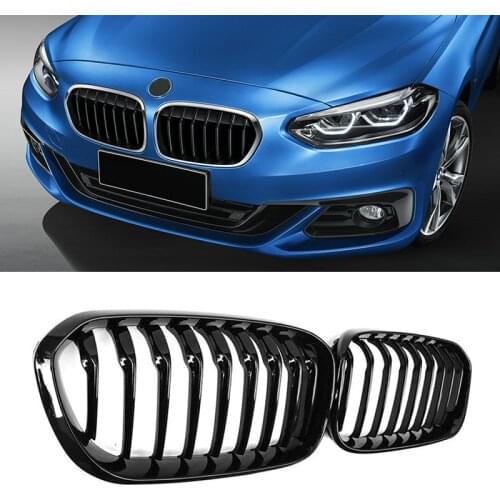 Car Front Kidney Grill For BMW F20 F21 1 Series 2015-2018 Single Line Racing Grills Gloss Black Grills Auto Accessories