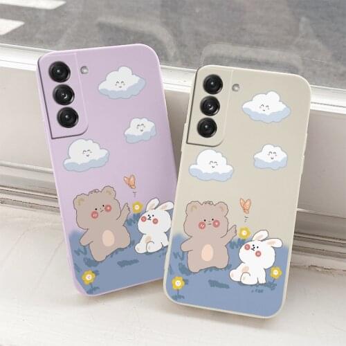 White Rabbit Silicone Phone Case For Samsung Galaxy S21 S20 FE S10 Ultra Plus S10e Note 20 ultra 10 9 Plus Pro Soft Back Cover