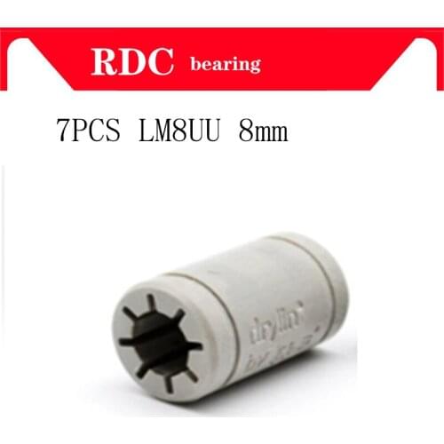 Free shipping 7pcs High quality Solid Polymer LM8UU Bearing 8mm shaft Drylin RJ4JP-01-08 for Anet Reprap Prusa i3 3D Printer