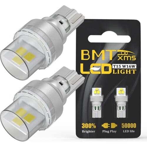 BMTxms 2Pcs T15 W16W LED Reverse Backup Light Bulbs For Ford Focus 2 3 1 MK2 Fiesta Mondeo MK4 MK5 BMW Audi Toyota Hyundai Kia