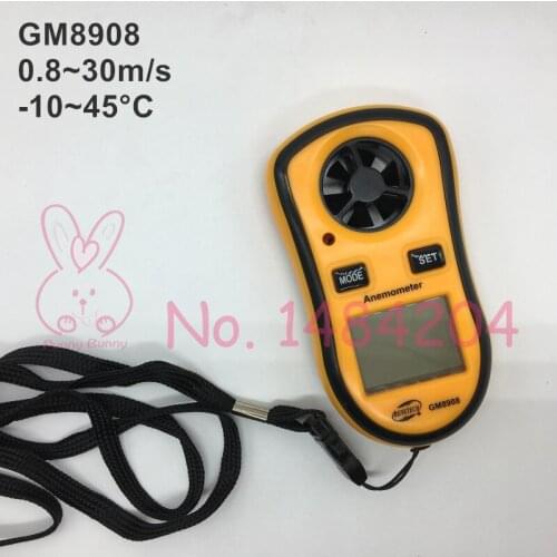 Digital Anemometer GM8908 Air Velocity 0.8-30 m/s Temperature -10-45 C Wind Speed Meter Handheld Mini Air Flow Meter