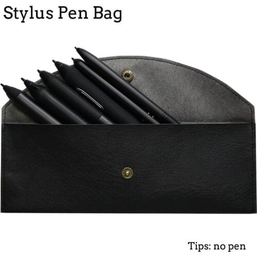 Wacom stylus pen fountain pen storage holder bag durable pu leather black storage case Students pen bag