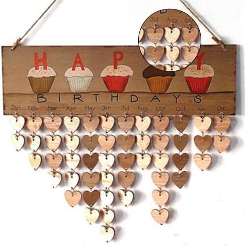 DIY Wall Calendar Cake Happy Birthday Printed Wooden Calendar Sign Special Dates Reminder Board Home Hanging Decor Gifts