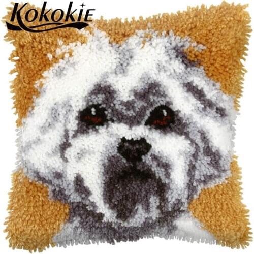 Diy embriodered mats dog printed 3d carpet handicraft embroidery needlework sets cross stitch kits Latch hook rug pillow kits