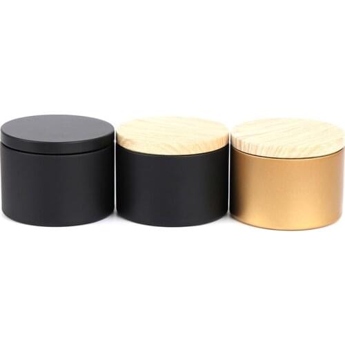 Candle Making Tinplate Empty Storage Jars Wood Grain Lids Cosmetic Pot Tea Box