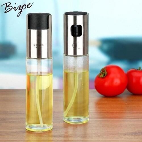 Cooking Oil Pump Spray Bottle Olive Can Tool Pot Cooking Kitchen Stainless Steel Glass