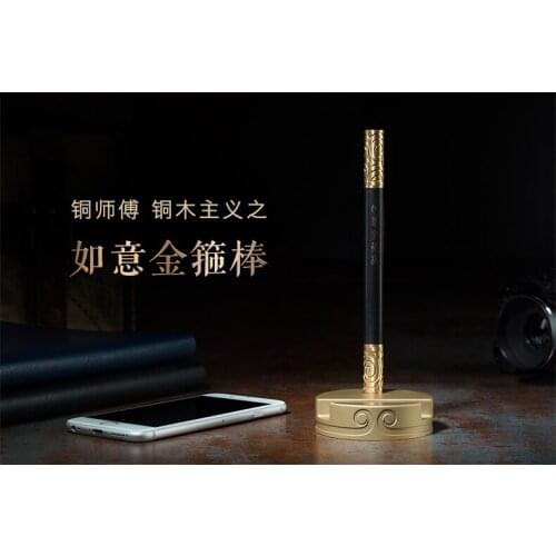 2019TOP collection COOL Business Decorative CHINA Artifact Mascot golden RUYI cudgel Signature pen copper Pen phone holder