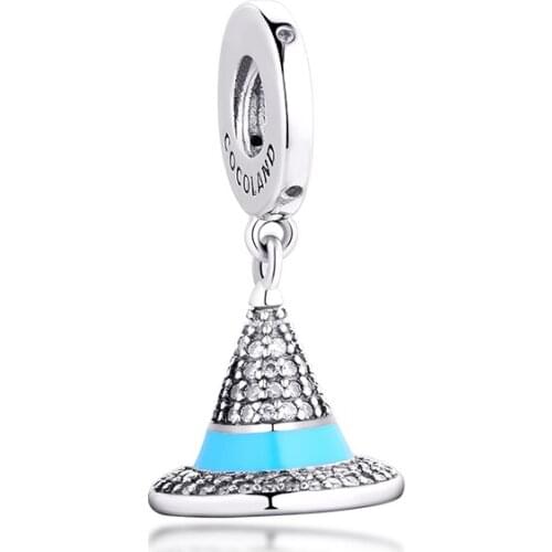 CKK 925 Sterling Silver Beads Fashion Ladies Witch Hat Metal Beads Fits Pandora Charm Bracelet Female DIY Jewelry Making kralen