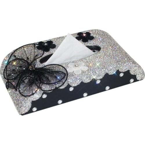 Case Fashion Home Paper Towel Storage Covers for Women Girl Luxury Crystals Rhinstone Bling Car Tissue Box