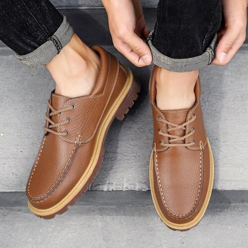2020 Fashion Classic Men Office Shoes Brown Cow Leather Men Dress Shoes In Flats Men Business Shoes Big Size 47