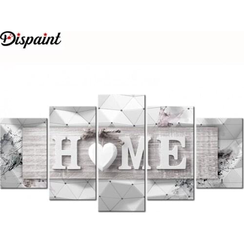 Dispaint 5pcs Full Square/Round Drill 5D DIY Diamond Painting "home sweet home" Multi-picture Combination Embroidery 5D Gift