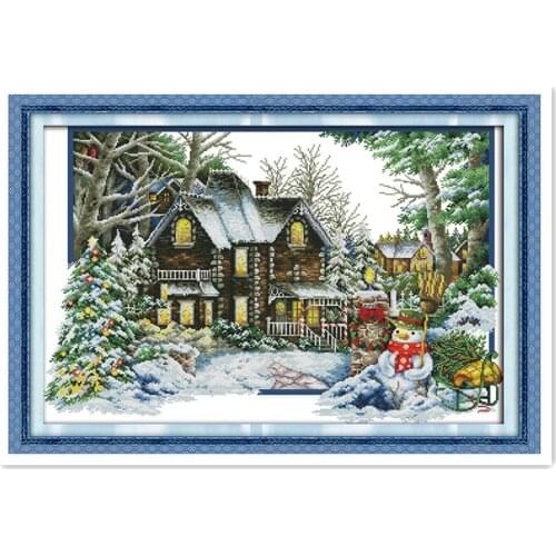 The Winter House Chinese Counted Cross Stitch Patterns Kits Embroidery Cross Set Scenery Canvas joy sunday cross stitch Dceor