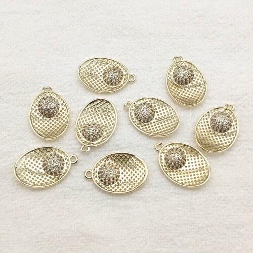 New arrival! 21x14mm 50pcs Cubic Zirconia Oval Charm for Handmade Necklace Earring DIY Parts Jewelry Findings & Components