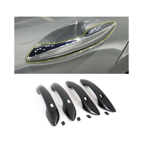 Carbon Fiber Look Side Door Handle Cover Trim 8pcs For Hyundai Sonata DN8 2020