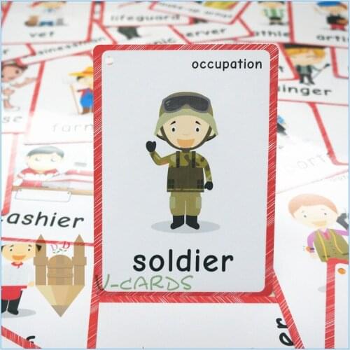 37pcs Cognition English Flashcards Occupation Teaching Baby Learning Cards Memory Game For Kids Early Educational Toy