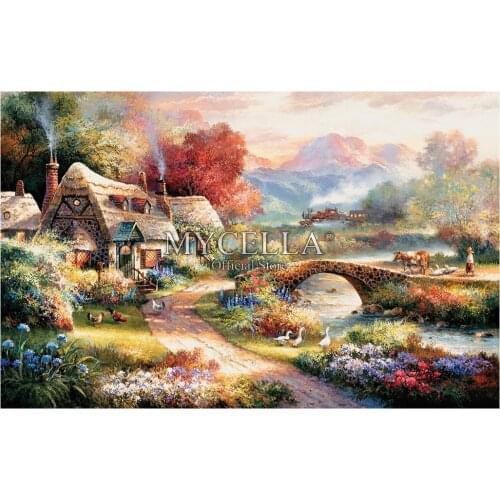 Landscape 5D Diy Diamond Painting Houses Bridges Diamond Embroidery Full Square Drill Needlework Rhinestone Mosaic Home Decor