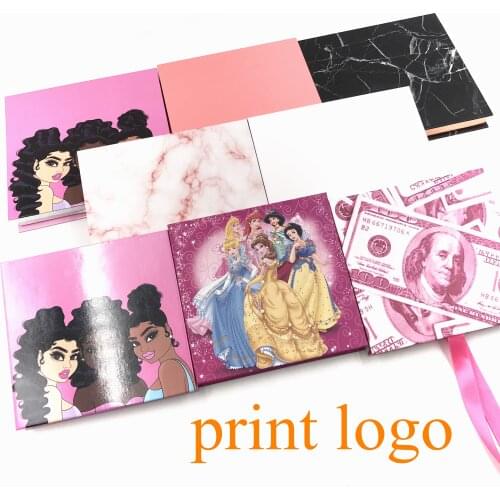 Princess Cartoons Eyelashes Book With Tweezer with mirror print logo Mink 3D/5D Lashes False Eyelash Box Packaging empty makeup