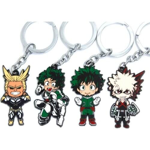 Cartoon My Hero Academia Bakugo Rubber Acrylic Izuku Midoriya All Might metal pendant alloy figure fashion key chain key ring