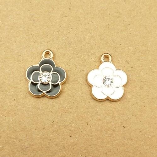 10pcs 14x17mm enamel flower charm for jewelry making and crafting fashion earring pendant necklace and bracelet charms