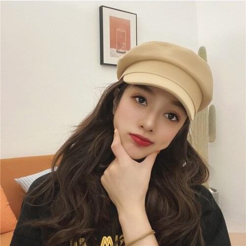 INS Auutmn Winter Hats For Women Solid Plain Octagonal Newsboy Cap Men Ladies Casual Winter Beret Women Painter Caps