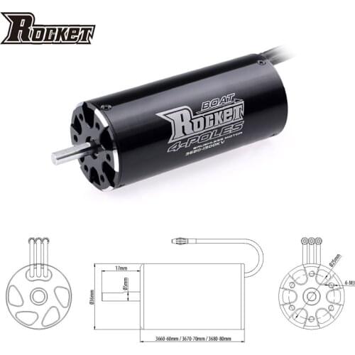 SURPASS HOBBY Brushless Motor Rocket 3680 1500KV 1250KV 1100KV 880KV for Traxxas M41 Catamaran Spartan 800-1000mm RC Boat Car