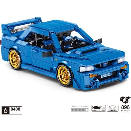 Technical classic sport car SUBARU WRX STI 22B building block model Pull back vehicle bricks toys collection FOR boys GIFTS