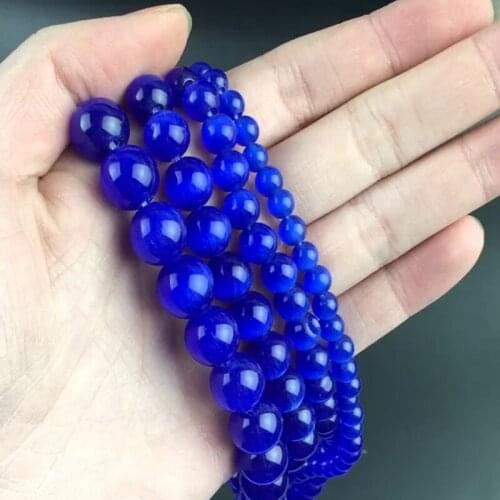 AAA Dark Blue Cat Eye Beads Hight Quality Smooth Round Loose Beads For Jewelry Making Opal Stone DIY Bracelet 15"Strand 4-12mm