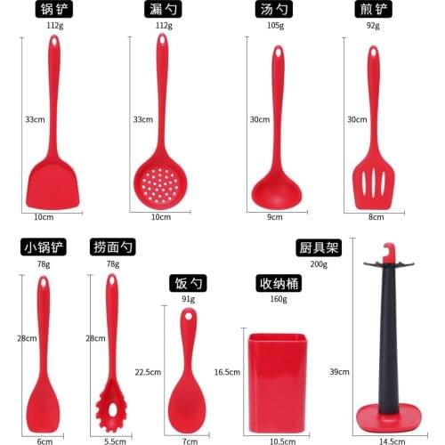 Thermostability Silicone Kitchenware for Non-stick Pan Kitchen Tool Accessories Spatula Spoon Clip Whisk Brush Ladle