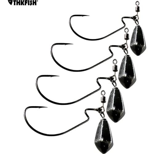 Thkfish 1 pack Offset Hooks with Weight 5g 7g 10g 14g Wide Crank Offset Fishhook For Soft Worm Drop Shot Rig Fishing Tackle