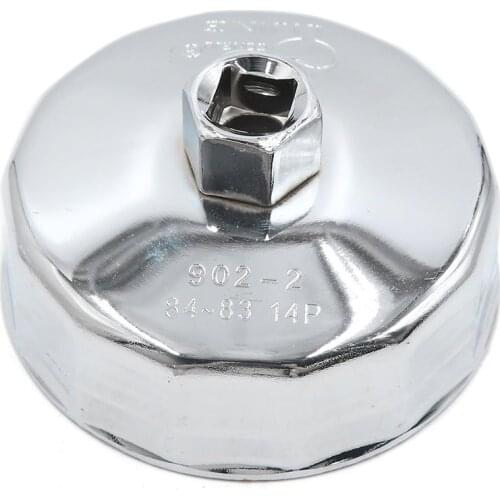 Uxcell a18050800ux0079 Silver Tone 89mm 14 Flutes Car Oil Filter Cap Housing Wrench Socket Remover Tool