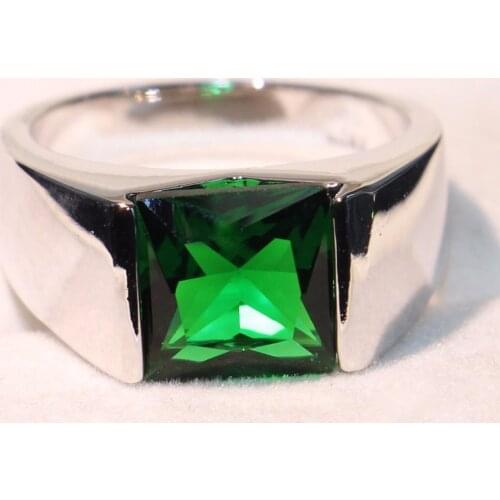 Vecalon Brand New Fashion Jewelry Soliatire 925 Sterling Silver Filled Princess Green 5A Cubic Zirconia Party Men Wedding Ring