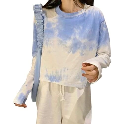Women Tie-dye Tshirt Long Sleeve Autumn Ladies Casual Loose Streetwear Korean Style Tee Shirt